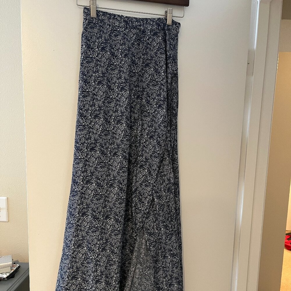 Navy Faux-Wrap Maxi Skirt
